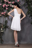 A-Line/Princess One-Shoulder Sleeveless Pleats Short Chiffon Bridesmaid Dresses TPP0005719