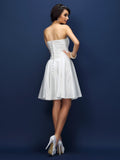 A-Line/Princess Sweetheart Pleats Sleeveless Short Taffeta Bridesmaid Dresses TPP0005783