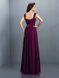 A-Line/Princess Square Pleats Sleeveless Long Chiffon Bridesmaid Dresses TPP0005726