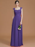 A-Line/Princess Sweetheart Sleeveless Floor-Length Ruched Chiffon Bridesmaid Dresses TPP0005828