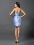 Sheath/Column Strapless Sleeveless Short Taffeta Bridesmaid Dresses TPP0005860