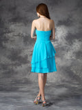 A-line/Princess Strapless Ruffles Sleeveless Short Chiffon Bridesmaid Dresses TPP0005837