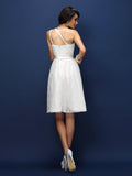 A-Line/Princess One-Shoulder Lace Sleeveless Short Lace Bridesmaid Dresses TPP0005755