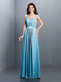 A-Line/Princess Square Pleats Sleeveless Long Chiffon Bridesmaid Dresses TPP0005726