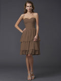 Sheath/Column Sweetheart Sleeveless Short Chiffon Bridesmaid Dresses TPP0005867