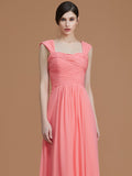 A-Line/Princess Sweetheart Sleeveless Floor-Length Ruched Chiffon Bridesmaid Dresses TPP0005828