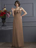 Sheath/Column One-Shoulder Sleeveless Pleats Long Chiffon Bridesmaid Dresses TPP0005791