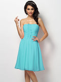 A-Line/Princess Strapless Pleats Sleeveless Short Chiffon Bridesmaid Dresses TPP0005762