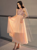 A-Line/Princess Chiffon Sequin Scoop Sleeveless Ankle-Length Junior/Girls Bridesmaid Dresses TPP0005882