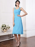 Sheath/Column Straps Sleeveless Sash Pleats Short Chiffon Bridesmaid Dresses TPP0005805