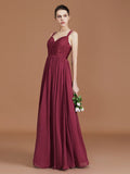 A-Line/Princess Lace Sweetheart Chiffon Ruched Floor-Length Bridesmaid Dresses TPP0005841