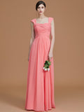 A-Line/Princess Sweetheart Sleeveless Floor-Length Ruched Chiffon Bridesmaid Dresses TPP0005828