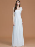 A-Line/Princess One-Shoulder Sleeveless Floor-Length Hand-Made Flower Chiffon Bridesmaid Dresses TPP0005865