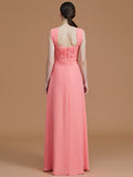 A-Line/Princess Sweetheart Sleeveless Floor-Length Ruched Chiffon Bridesmaid Dresses TPP0005828