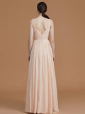 A-Line/Princess V-neck Sleeveless Floor-Length Ruffles Chiffon Bridesmaid Dresses TPP0005792