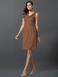 A-Line/Princess Scoop Pleats Sleeveless Short Chiffon Bridesmaid Dresses TPP0005728