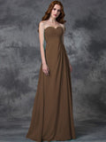 A-line/Princess Sweetheart Sleeveless Long Ruffles Chiffon Bridesmaid Dresses TPP0005770