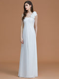 A-Line/Princess One-Shoulder Sleeveless Floor-Length Hand-Made Flower Chiffon Bridesmaid Dresses TPP0005865