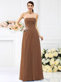 A-Line/Princess Strapless Pleats Sleeveless Long Chiffon Bridesmaid Dresses TPP0005732