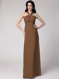 Sheath/Column High Neck Sleeveless Pleats Long Chiffon Bridesmaid Dresses TPP0005790