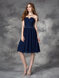 A-line/Princess Sweetheart Lace Sleeveless Short Lace Bridesmaid Dresses TPP0005851