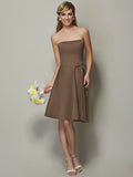 A-Line/Princess Strapless Sleeveless Bowknot Short Satin Bridesmaid Dresses TPP0005863