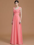 A-Line/Princess Sweetheart Sleeveless Floor-Length Ruched Chiffon Bridesmaid Dresses TPP0005828