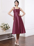 A-Line/Princess Square Sleeveless Ruffles Short Taffeta Bridesmaid Dresses TPP0005855