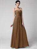 Sheath/Column Sweetheart Sleeveless Pleats Long Chiffon Bridesmaid Dresses TPP0005844