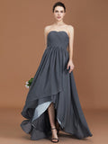 A-Line/Princess Asymmetrical Sleeveless Ruched Sweetheart Floor-Length Chiffon Bridesmaid Dresses TPP0005820