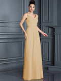 A-Line/Princess Spaghetti Straps Sleeveless Long Chiffon Bridesmaid Dresses TPP0005714