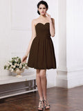 A-Line/Princess Sweetheart Sleeveless Pleats Hand-Made Flower Chiffon Bridesmaid Dresses TPP0005875