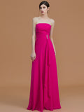 A-Line/Princess Strapless Sleeveless Floor-Length Ruffles Chiffon Bridesmaid Dresses TPP0005756