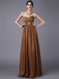 A-Line/Princess Sweetheart Sleeveless Beading Pleats Long Chiffon Bridesmaid Dresses TPP0005818