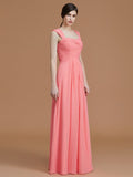 A-Line/Princess Sweetheart Sleeveless Floor-Length Ruched Chiffon Bridesmaid Dresses TPP0005828