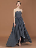 A-Line/Princess Asymmetrical Sleeveless Ruched Sweetheart Floor-Length Chiffon Bridesmaid Dresses TPP0005820