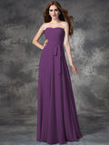 A-line/Princess Strapless Ruched Sleeveless Long Chiffon Bridesmaid Dresses TPP0005797