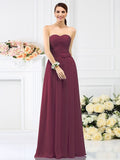 A-Line/Princess Sweetheart Pleats Hand-Made Flower Sleeveless Long Chiffon Bridesmaid Dresses TPP0005765