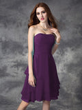 A-line/Princess Strapless Ruffles Sleeveless Short Chiffon Bridesmaid Dresses TPP0005837