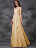 A-line/Princess Sleeveless Sweetheart Ruffles Long Chiffon Bridesmaid Dresses TPP0005741