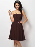 A-Line/Princess Strapless Pleats Sleeveless Short Chiffon Bridesmaid Dresses TPP0005762