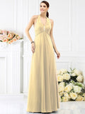 A-Line/Princess Halter Beading Sleeveless Long Chiffon Bridesmaid Dresses TPP0005808