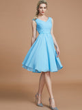 A-Line/Princess V-neck Sleeveless Ruched Short/Mini Chiffon Bridesmaid Dresses TPP0005712