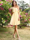 A-Line/Princess One-Shoulder Sleeveless Short Chiffon Bridesmaid Dresses TPP0005775