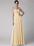 Sheath/Column Strapless Sleeveless Ruffles Long Chiffon Bridesmaid Dresses TPP0005816