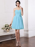 A-Line/Princess Sweetheart Sleeveless Pleats Hand-Made Flower Chiffon Bridesmaid Dresses TPP0005875