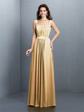 A-Line/Princess Square Pleats Sleeveless Long Chiffon Bridesmaid Dresses TPP0005726