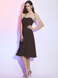 A-Line/Princess Strapless Sleeveless Pleats Short Chiffon Bridesmaid Dresses TPP0005750