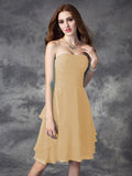 A-line/Princess Strapless Ruffles Sleeveless Short Chiffon Bridesmaid Dresses TPP0005837