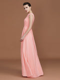 A-Line/Princess V-neck Sleeveless Floor-Length Chiffon Bridesmaid Dress TPP0005758